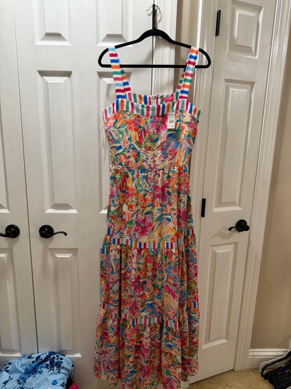 Floral Stripe Maxi Sundress - Vibrant Multicolor
